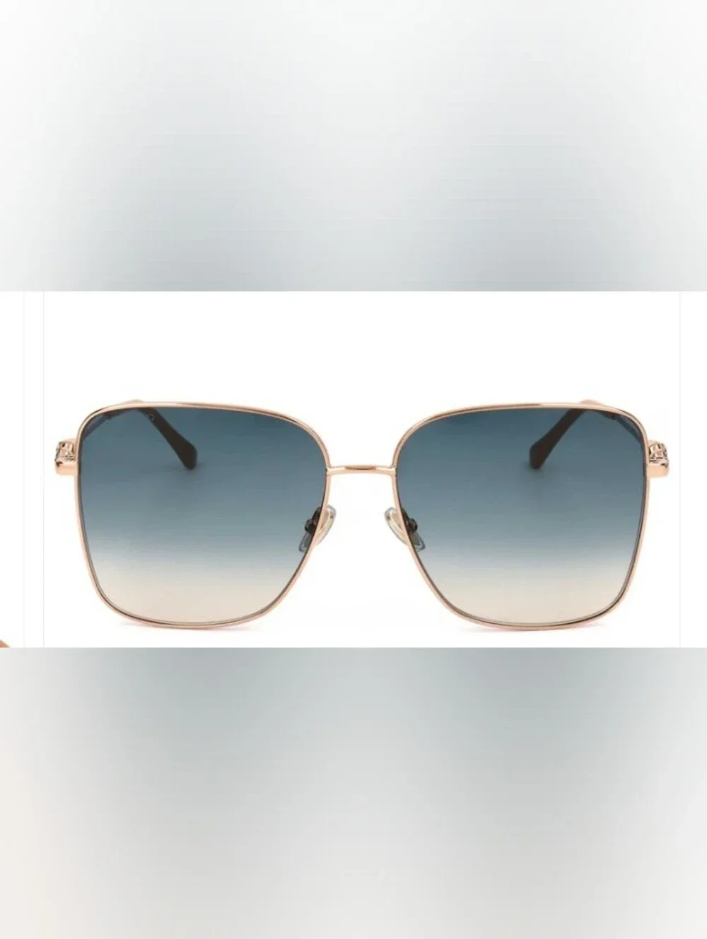 Jimmy Choo Hester Gold Frame Sunglasses with Blue Gradient Lenses & JC Hard Case
